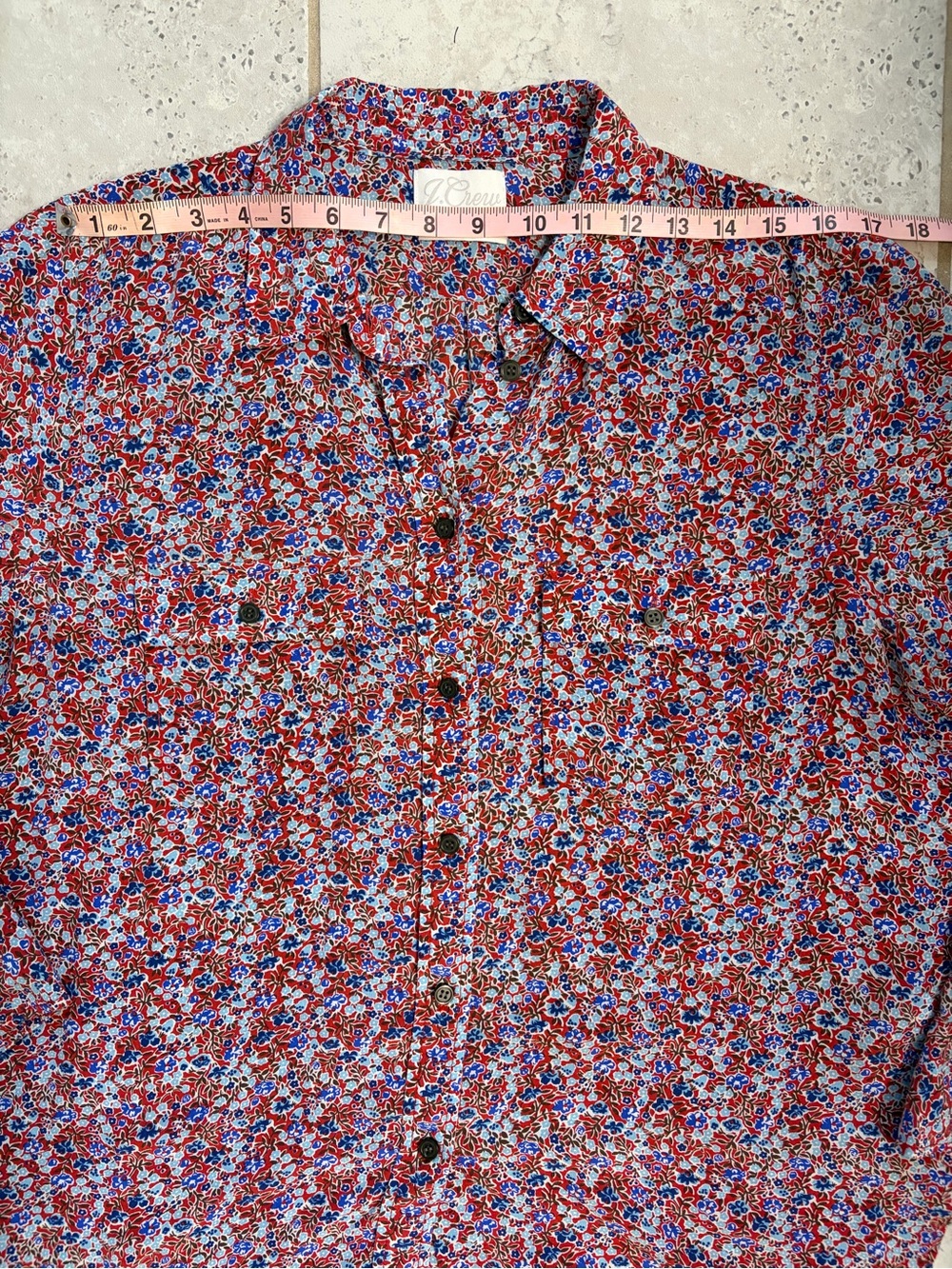 J. Crew | Classic Fit Silk Retro Floral Button Down Shirt Blouse | Sz 14 - Picture 10 of 11